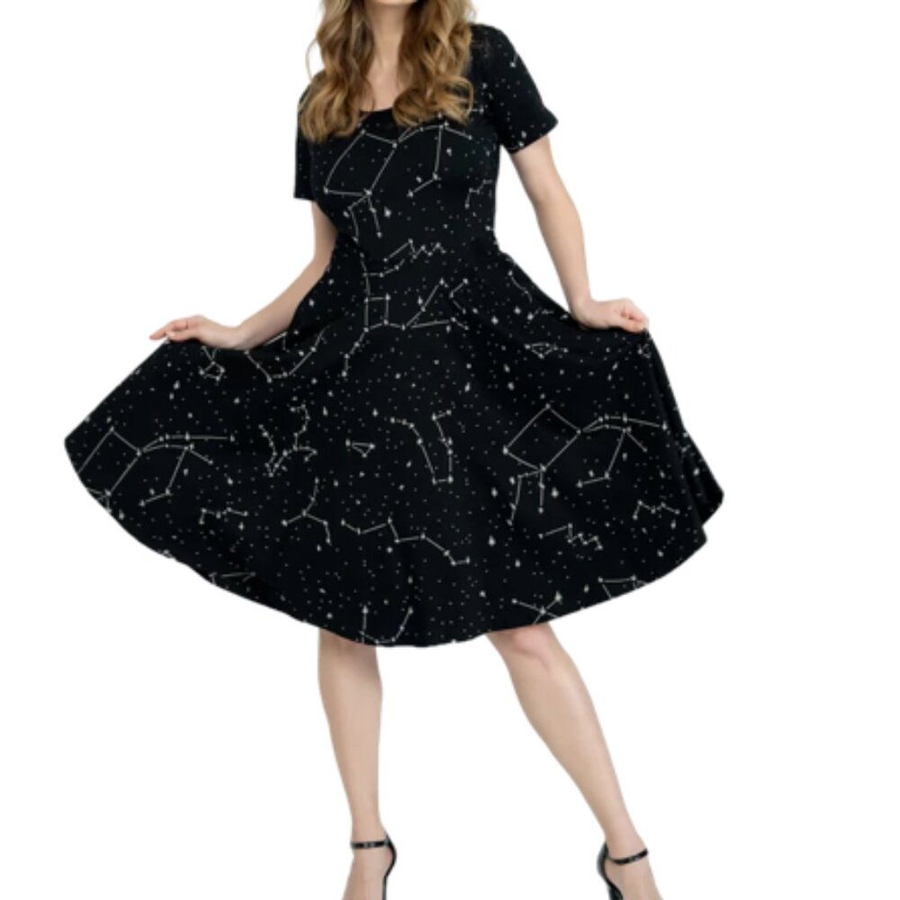 Svaha Constellations Glow-in-the-dark 3/4 Circle Twirl Dress with pockets!